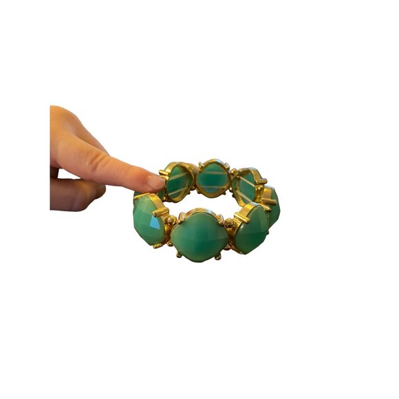 Jewelry Blue seafoam Green Oval stone Stretch Link Bracelet - Picture 4 of 8